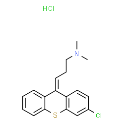 ChemSpider 2D Image | (3Z)-3-(3-Chloro-9H-thioxanthen-9-ylidene)-N,N-dimethyl-1-propanamine hydrochloride (1:1) | C18H19Cl2NS