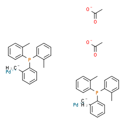 ChemSpider 2D Image | Palladium(2+) acetate {2-[bis(2-methylphenyl)phosphino]phenyl}methanide (1:1:1) | C46H46O4P2Pd2