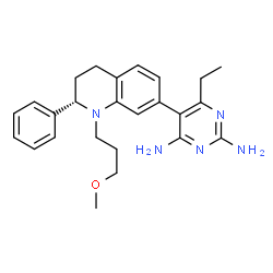 ChemSpider 2D Image | 6-Ethyl-5-[(2S)-1-(3-methoxypropyl)-2-phenyl-1,2,3,4-tetrahydro-7-quinolinyl]-2,4-pyrimidinediamine | C25H31N5O