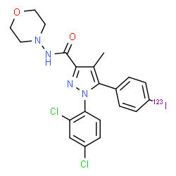 ChemSpider 2D Image | 1-(2,4-Dichlorophenyl)-5-[4-(~123~I)iodophenyl]-4-methyl-N-(4-morpholinyl)-1H-pyrazole-3-carboxamide | C21H19Cl2123IN4O2