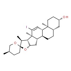 ChemSpider 2D Image | (3beta,5alpha,25R)-12-Iodospirost-11-en-3-ol | C27H41IO3