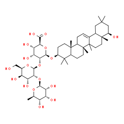 ChemSpider 2D Image | (3beta,5xi,9xi,14xi,18xi,22beta)-22-Hydroxyolean-12-en-3-yl 6-deoxy-beta-D-allopyranosyl-(1->2)-beta-D-gulopyranosyl-(1->2)-beta-D-allopyranosiduronic acid | C48H78O17