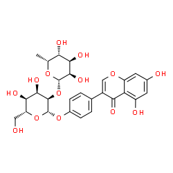 ChemSpider 2D Image | 4-(5,7-Dihydroxy-4-oxo-4H-chromen-3-yl)phenyl 2-O-(6-deoxy-beta-D-gulopyranosyl)-beta-D-allopyranoside | C27H30O14