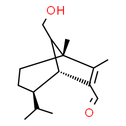 ChemSpider 2D Image | (1R,4R,5R)-8-(Hydroxymethyl)-4-isopropyl-1,7-dimethylbicyclo[3.2.1]oct-6-ene-6-carbaldehyde | C15H24O2
