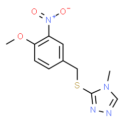 ChemSpider 2D Image | 3-({3-nitro-4-methoxybenzyl}sulfanyl)-4-methyl-4H-1,2,4-triazole | C11H12N4O3S