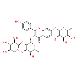 ChemSpider 2D Image | 7-[(6-Deoxy-beta-D-allopyranosyl)oxy]-2-(4-hydroxyphenyl)-4-oxo-4H-chromen-3-yl 6-deoxy-2-O-alpha-D-xylopyranosyl-beta-D-allopyranoside | C32H38O17