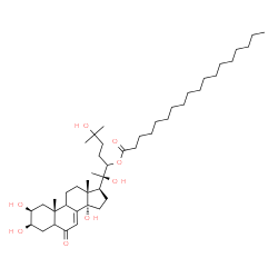ChemSpider 2D Image | (2beta,3beta,9xi)-2,3,14,20,25-Pentahydroxy-6-oxocholest-7-en-22-yl stearate | C45H78O8