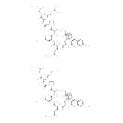 ChemSpider 2D Image | (2S)-1-[(4R,7S,10S,13S,16S,19R)-19-amino-7-(2-amino-2-oxo-ethyl)-10-(3-amino-3-oxo-propyl)-13-benzyl-16-[(4-hydroxyphenyl)methyl]-6,9,12,15,18-pentaoxo-1,2-dithia-5,8,11,14,17-pentazacycloicosane-4-carbonyl]-N-[(1S)-5-amino-1-[(2-amino-2-oxo-ethyl)carbamoyl]pentyl]pyrrolidine-2-carboxamide; (2S)-1-[(4R,7S,10S,13S,16S,19R)-19-amino-7-(2-amino-2-oxo-ethyl)-10-(3-amino-3-oxo-propyl)-13-benzyl-16-[(4-hydroxyphenyl)methyl]-6,9,12,15,18-pentaoxo-1,2-dithia-5,8,11,14,17-pentazacycloicosane-4-carbonyl]-N-[(1S)-1-[(2-amino-2-oxo-ethyl)carbamoyl]-4-guanidino-butyl]pyrrolidine-2-carboxamide | C92H130N28O24S4