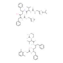 ChemSpider 2D Image | N-[(2S,4S,5S)-4-Hydroxy-1,6-diphenyl-5-{[(1,3-thiazol-5-ylmethoxy)carbonyl]amino}-2-hexanyl]-N~2~-{[(2-isopropyl-1,3-thiazol-4-yl)methyl](methyl)carbamoyl}-L-valinamide - N-(5-{[(2,6-dimethylphenoxy)a
cetyl]amino}-4-hydroxy-1,6-diphenyl-2-hexanyl)-3-methyl-2-(2-oxotetrahydro-1(2H)-pyrimidinyl)butanamide (1:1) | C74H96N10O10S2
