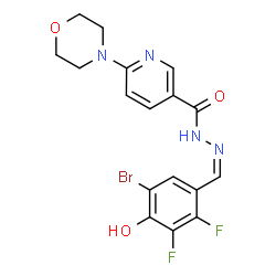 ChemSpider 2D Image | N'-[(Z)-(5-Bromo-2,3-difluoro-4-hydroxyphenyl)methylene]-6-(4-morpholinyl)nicotinohydrazide | C17H15BrF2N4O3
