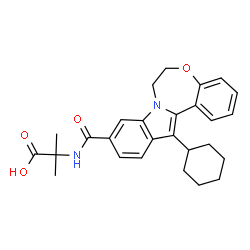 ChemSpider 2D Image | N-[(13-Cyclohexyl-6,7-dihydroindolo[1,2-d][1,4]benzoxazepin-10-yl)carbonyl]-2-methylalanine | C27H30N2O4