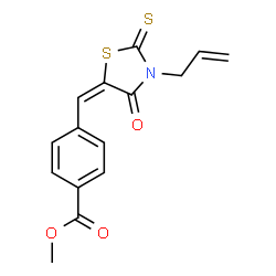 ChemSpider 2D Image | Methyl 4-[(E)-(3-allyl-4-oxo-2-thioxo-1,3-thiazolidin-5-ylidene)methyl]benzoate | C15H13NO3S2