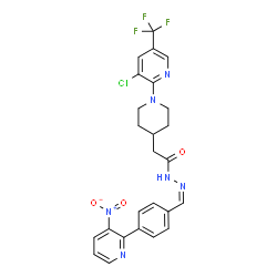 ChemSpider 2D Image | 2-{1-[3-Chloro-5-(trifluoromethyl)-2-pyridinyl]-4-piperidinyl}-N'-{(Z)-[4-(3-nitro-2-pyridinyl)phenyl]methylene}acetohydrazide | C25H22ClF3N6O3