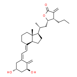 ChemSpider 2D Image | (4S,5S)-5-{(2R)-2-[(1R,3aS,4E,7aR)-4-{(2Z)-2-[(3S,5R)-3,5-Dihydroxy-2-methylenecyclohexylidene]ethylidene}-7a-methyloctahydro-1H-inden-1-yl]propyl}-3-methylene-4-propyldihydro-2(3H)-furanone (non-pref
erred name) | C30H44O4