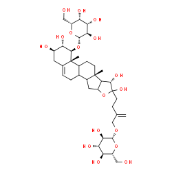 ChemSpider 2D Image | (2R,3S,4S,4aR,6aS,7S)-4a,6a-Dimethyl-4-{[(2R,3R,4S,5R,6R)-3,4,5-trihydroxy-6-(hydroxymethyl)tetrahydro-2H-pyran-2-yl]oxy}-8-[3-({[(2R,3R,4S,5S,6R)-3,4,5-trihydroxy-6-(hydroxymethyl)tetrahydro-2H-pyran
-2-yl]oxy}methyl)-3-buten-1-yl]-2,3,4,4a,4b,5,6,6a,6b,7,8,9a,10,10a,10b,11-hexadecahydro-1H-naphtho[2',1':4,5]indeno[2,1-b]furan-2,3,7,8-tetrol | C38H60O17