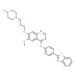 ChemSpider 2D Image | 4-[4-(1,3-Benzothiazol-2-yl)phenoxy]-6-methoxy-7-[3-(4-methyl-1-piperazinyl)propoxy]quinazoline | C30H31N5O3S