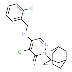 ChemSpider 2D Image | 2-(1-adamantyl)-4-chloro-5-[(2-chlorobenzyl)amino]pyridazin-3(2H)-one | C21H23Cl2N3O