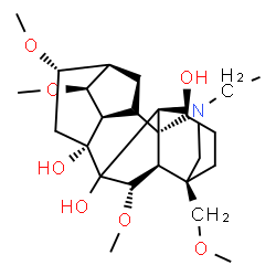 ChemSpider 2D Image | (1beta,5alpha,6alpha,8alpha,9alpha,10S,13alpha,14beta,16alpha)-20-Ethyl-6,14,16-trimethoxy-4-(methoxymethyl)aconitane-1,7,8-triol | C25H41NO7