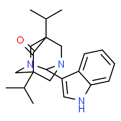 ChemSpider 2D Image | 2-(1H-Indol-3-yl)-5,7-diisopropyl-1,3-diazatricyclo[3.3.1.1~3,7~]decan-6-one | C22H29N3O