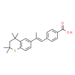 ChemSpider 2D Image | 4-[(1E)-2-(2,2,4,4-Tetramethyl-3,4-dihydro-2H-thiochromen-6-yl)-1-propen-1-yl]benzoic acid | C23H26O2S