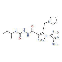 ChemSpider 2D Image | 2-{[1-(4-Amino-1,2,5-oxadiazol-3-yl)-5-(1-pyrrolidinylmethyl)-1H-1,2,3-triazol-4-yl]carbonyl}-N-sec-butylhydrazinecarboxamide | C15H24N10O3