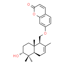ChemSpider 2D Image | 7-{[(1S,4aR,6R,8aS)-6-Hydroxy-2,5,5,8a-tetramethyl-1,4,4a,5,6,7,8,8a-octahydro-1-naphthalenyl]methoxy}-2H-chromen-2-one | C24H30O4