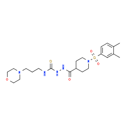ChemSpider 2D Image | 2-({1-[(3,4-Dimethylphenyl)sulfonyl]-4-piperidinyl}carbonyl)-N-[3-(4-morpholinyl)propyl]hydrazinecarbothioamide | C22H35N5O4S2