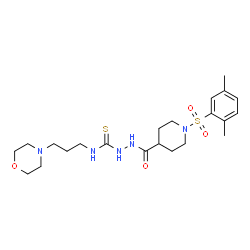 ChemSpider 2D Image | 2-({1-[(2,5-Dimethylphenyl)sulfonyl]-4-piperidinyl}carbonyl)-N-[3-(4-morpholinyl)propyl]hydrazinecarbothioamide | C22H35N5O4S2