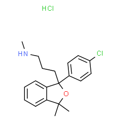 ChemSpider 2D Image | 3-[1-(4-chlorophenyl)-3,3-dimethyl-1,3-dihydro-2-benzofuran-1-yl]-N-methyl-1-propanamine hydrochloride | C20H25Cl2NO