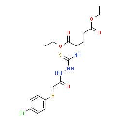 ChemSpider 2D Image | Diethyl N-[(2-{[(4-chlorophenyl)sulfanyl]acetyl}hydrazino)carbonothioyl]glutamate | C18H24ClN3O5S2