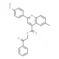 ChemSpider 2D Image | 2-Oxo-2-phenylethyl 2-(4-methoxyphenyl)-6-methyl-4-quinolinecarboxylate | C26H21NO4
