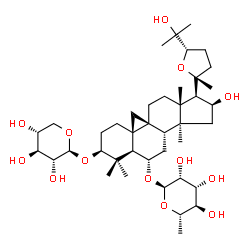 ChemSpider 2D Image | (3beta,6alpha,9beta,16beta,20R,24S)-16,25-Dihydroxy-3-(beta-D-xylopyranosyloxy)-20,24-epoxy-9,19-cyclolanostan-6-yl 6-deoxy-alpha-L-mannopyranoside | C41H68O13