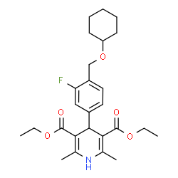 ChemSpider 2D Image | Diethyl 4-{4-[(cyclohexyloxy)methyl]-3-fluorophenyl}-2,6-dimethyl-1,4-dihydro-3,5-pyridinedicarboxylate | C26H34FNO5
