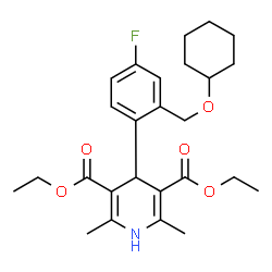ChemSpider 2D Image | Diethyl 4-{2-[(cyclohexyloxy)methyl]-4-fluorophenyl}-2,6-dimethyl-1,4-dihydro-3,5-pyridinedicarboxylate | C26H34FNO5