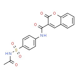 ChemSpider 2D Image | N-[4-(Acetylsulfamoyl)phenyl]-2-oxo-2H-chromene-3-carboxamide | C18H14N2O6S