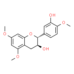ChemSpider 2D Image | (2R,3S)-2-(3-Hydroxy-4-methoxyphenyl)-5,7-dimethoxy-3-chromanol | C18H20O6