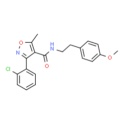 ChemSpider 2D Image | 3-(2-Chlorophenyl)-N-[2-(4-methoxyphenyl)ethyl]-5-methyl-1,2-oxazole-4-carboxamide | C20H19ClN2O3