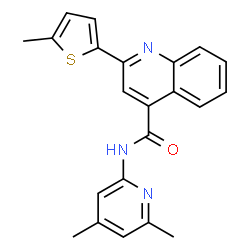 ChemSpider 2D Image | N-(4,6-Dimethyl-2-pyridinyl)-2-(5-methyl-2-thienyl)-4-quinolinecarboxamide | C22H19N3OS