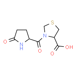 ChemSpider 2D Image | 3-(5-Oxoprolyl)-1,3-thiazolidine-4-carboxylic acid | C9H12N2O4S