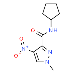 ChemSpider 2D Image | N-Cyclopentyl-1-methyl-4-nitro-1H-pyrazole-3-carboxamide | C10H14N4O3