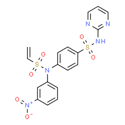 ChemSpider 2D Image | 4-[(3-Nitrophenyl)(vinylsulfonyl)amino]-N-(2-pyrimidinyl)benzenesulfonamide | C18H15N5O6S2