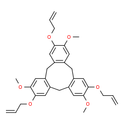 ChemSpider 2D Image | 2,7,12-Tris(allyloxy)-3,8,13-trimethoxy-10,15-dihydro-5H-tribenzo[a,d,g][9]annulene | C33H36O6