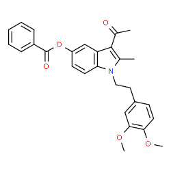 ChemSpider 2D Image | 3-Acetyl-1-[2-(3,4-dimethoxyphenyl)ethyl]-2-methyl-1H-indol-5-yl benzoate | C28H27NO5