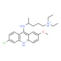 ChemSpider 2D Image | 6-Chloro-9-{[5-(diethylammonio)-2-pentanyl]amino}-2-methoxyacridinium | C23H32ClN3O