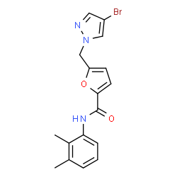 ChemSpider 2D Image | 5-[(4-Bromo-1H-pyrazol-1-yl)methyl]-N-(2,3-dimethylphenyl)-2-furamide | C17H16BrN3O2