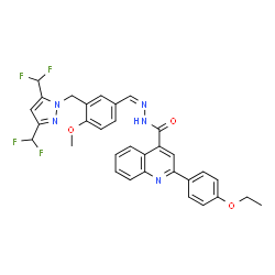 ChemSpider 2D Image | N'-[(Z)-(3-{[3,5-Bis(difluoromethyl)-1H-pyrazol-1-yl]methyl}-4-methoxyphenyl)methylene]-2-(4-ethoxyphenyl)-4-quinolinecarbohydrazide | C32H27F4N5O3
