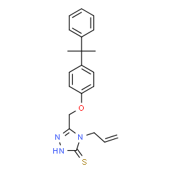 ChemSpider 2D Image | 4-Allyl-5-((4-(2-phenylpropan-2-yl)phenoxy)methyl)-4H-1,2,4-triazole-3-thiol | C21H23N3OS
