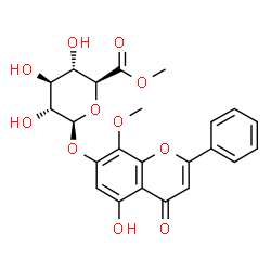 ChemSpider 2D Image | 5-Hydroxy-8-methoxy-4-oxo-2-phenyl-4H-chromen-7-yl methyl beta-D-glucopyranosiduronate | C23H22O11