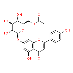 ChemSpider 2D Image | 5-Hydroxy-2-(4-hydroxyphenyl)-4-oxo-4H-chromen-7-yl 6-O-acetyl-beta-D-glucopyranoside | C23H22O11