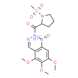 ChemSpider 2D Image | 1-(Methylsulfonyl)-N'-[(Z)-(2,3,4-trimethoxy-6-nitrophenyl)methylene]-2-pyrrolidinecarbohydrazide (non-preferred name) | C16H22N4O8S